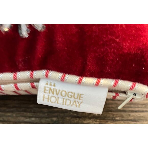 Red & White Embroidered Snowflake Throw Pillow By Envogue Holiday  18" x 18" - Picture 4 of 7